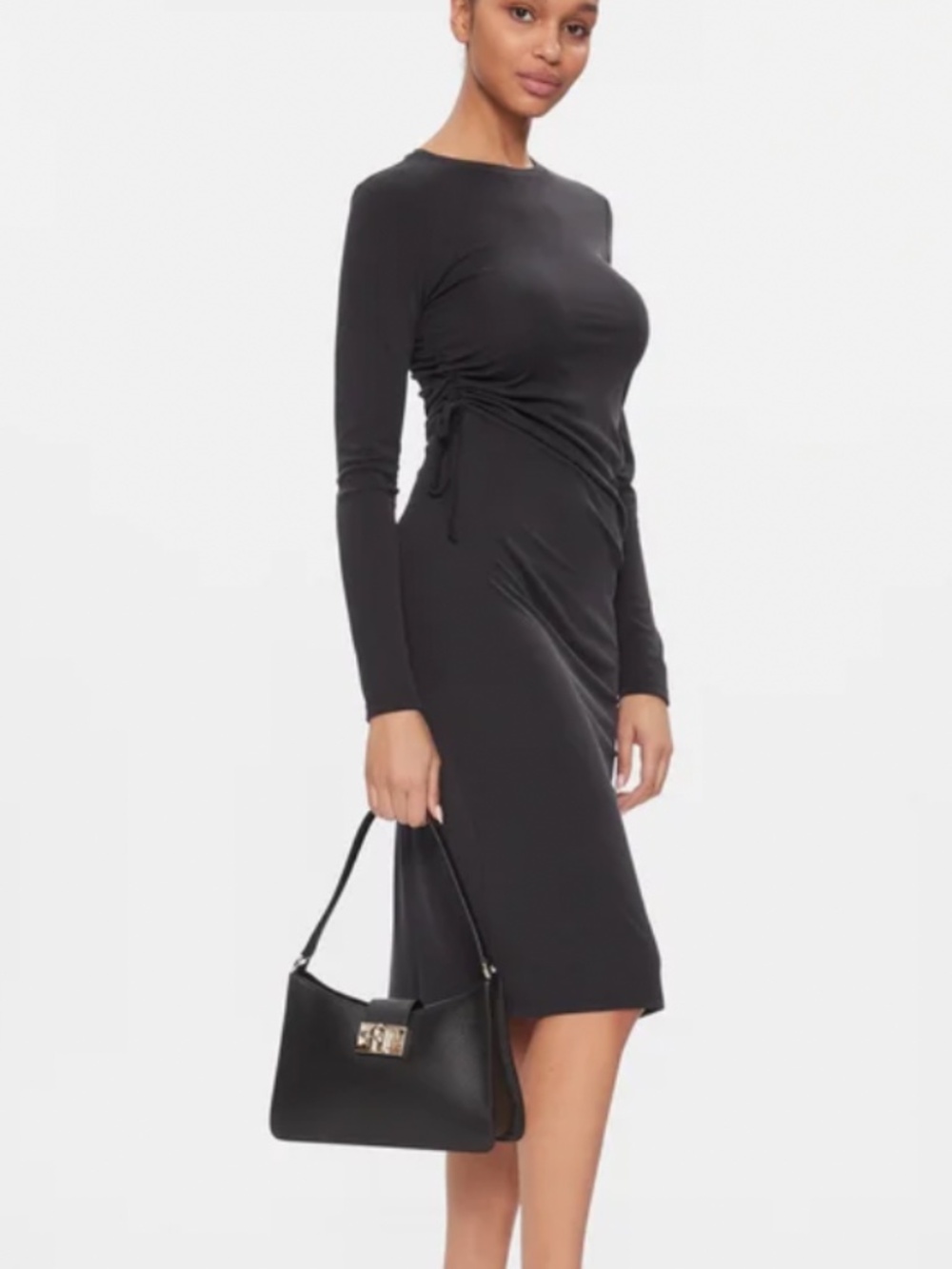 Vero Moda | Black Long Sleeve Maxi Dress with Side Tie